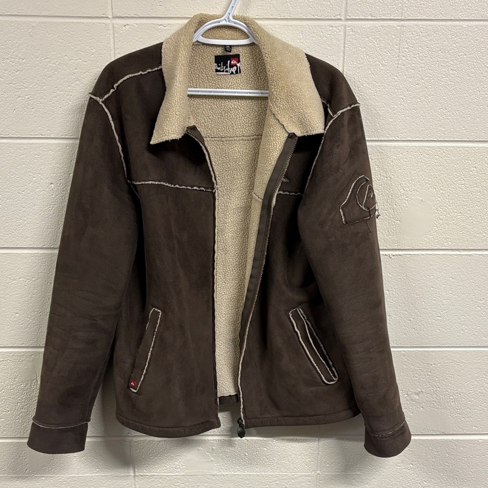 Vintage Quiksilver Brown Shearling Jacket- suede leather